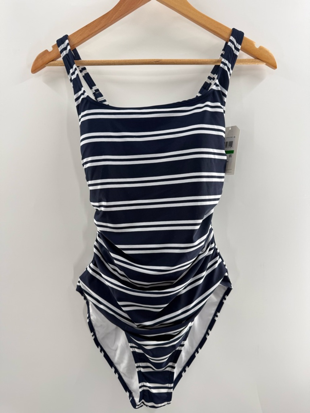 NWT Nautica Navy White Striped Nautical One Piece Cape Cod Swimsuit Size Large - Picture 2 of 14